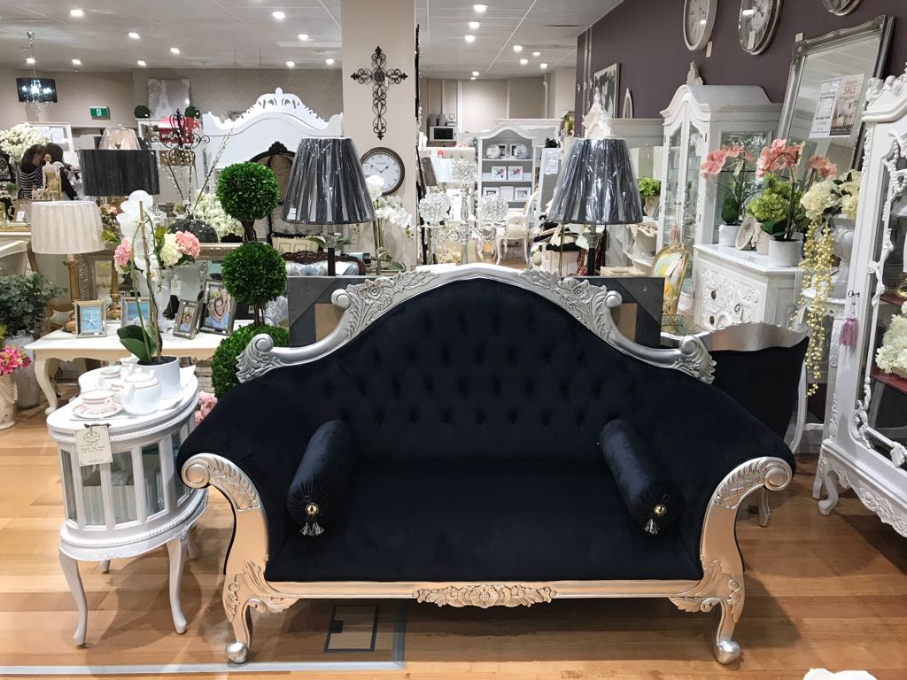 French 2 Seater, Silver and Black Velvet